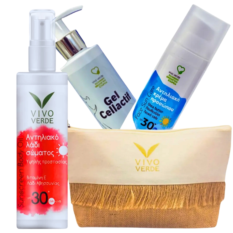 Vivo Verde Αντηλιακό Λάδι Σώματος 30+SPF 200ml & Αντηλιακή Κρέμα Προσώπου 30+SPF 50ml & Cellactif Gel κατά της Κυτταρίτιδας 200ml