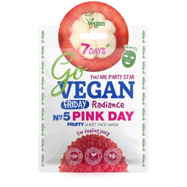 7DAYS GoVegan Sheet Face Mask Pink Day 25g