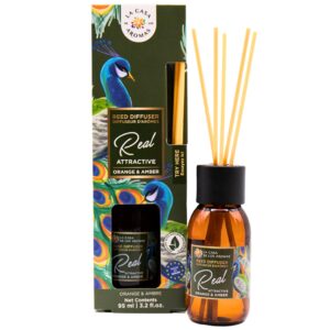 Αρωματικό Χώρου Real Attractive με sticks Πορτοκάλι & Κεχριμπάρι 100ml