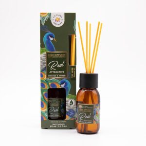 Αρωματικό Χώρου Real Attractive με sticks Πορτοκάλι & Κεχριμπάρι 100ml