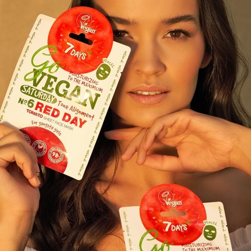 7DAYS GoVegan Sheet Mask Red Day για Εξισορρόπηση Τόνου 25g - Image 4