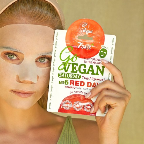 7DAYS GoVegan Sheet Mask Red Day για Εξισορρόπηση Τόνου 25g - Image 2