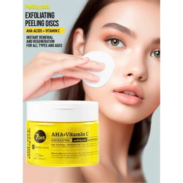 7DAYS Exfoliating, Brightening Peeling Pads AHA + Vitamin C 150ml - Image 4