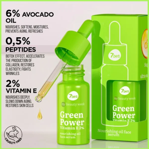 7DAYS Green Vitamin E Nourish Oil Face Serum 20ml - Image 2