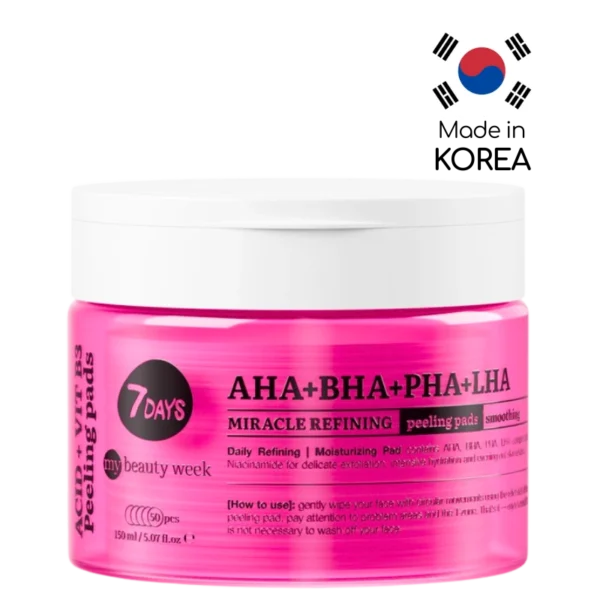 7DAYS Exfoliating, Nourishing Peeling Pads AHA, BHA, PHA, LHA 150ml