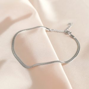 Αssim Αλυσίδα Ποδιού Ασημί Πλακέ Νο.12