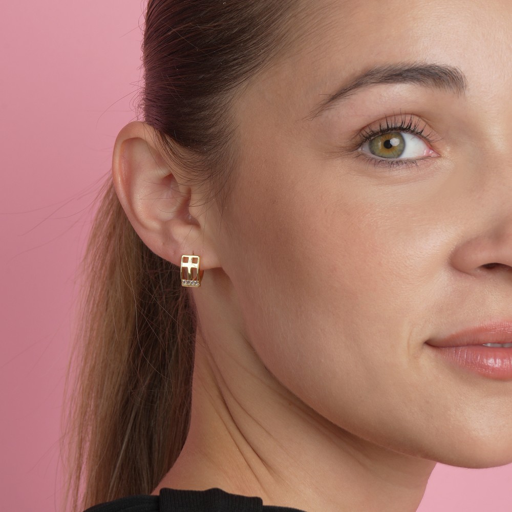 Assim Σκουλαρίκια Χρυσό Παραλληλόγραμμο Νο.100 - Image 2