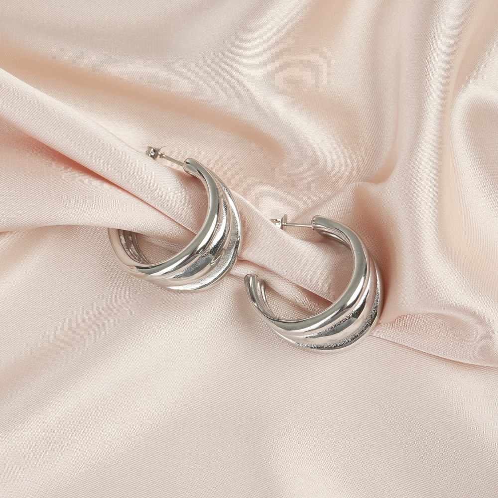 Assim Σκουλαρίκια Ασημί Τριπλός Κρίκος Νο.105