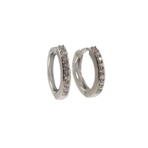 Assim Σκουλαρίκια Ασημί Μικρός Κρίκος με Στρας Νο.22