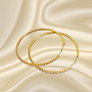 Assim Σκουλαρίκια Χρυσός Κρίκος Μεγάλος με Στρας Νο.35