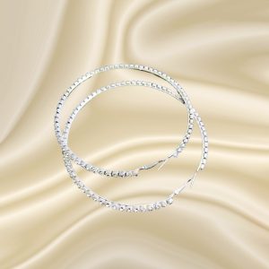 Assim Σκουλαρίκια Ασημί Κρίκος Μεγάλος με Στρας Νο.34