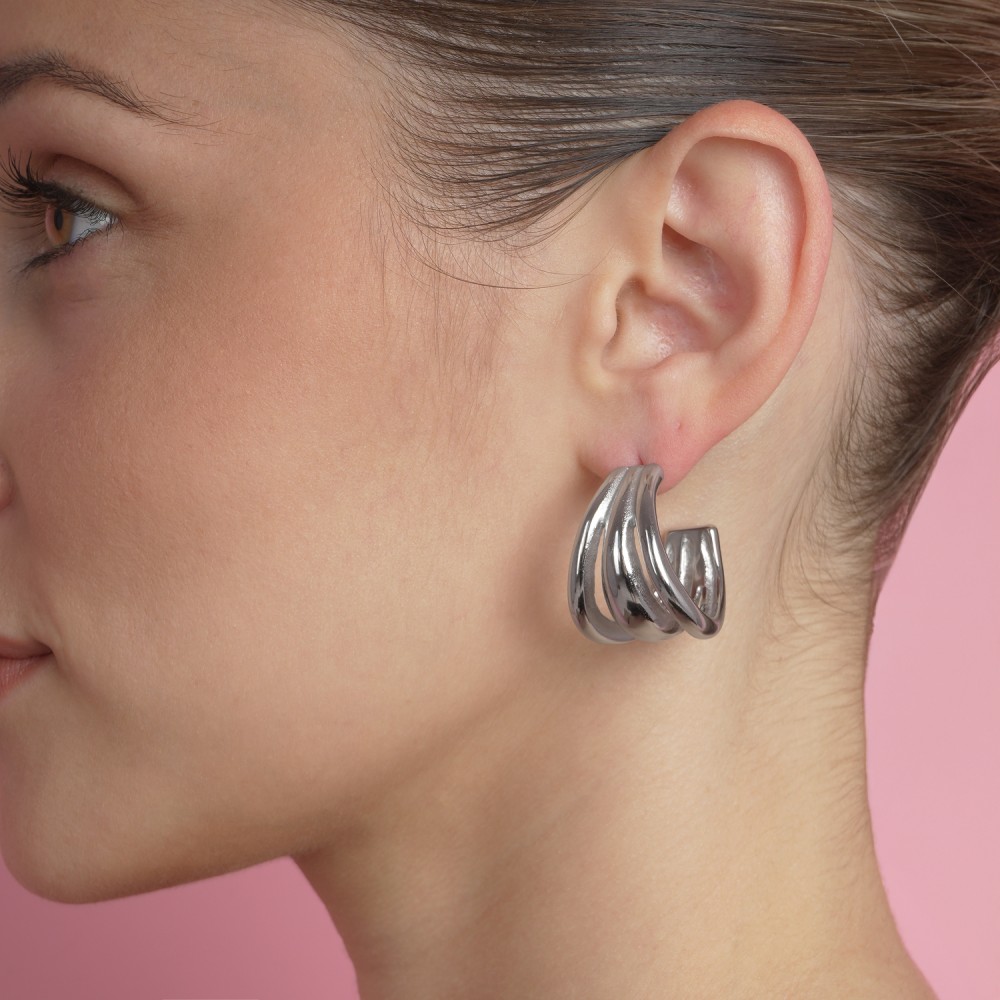 Assim Σκουλαρίκια Ασημί Τριπλός Κρίκος Νο.105 - Image 2