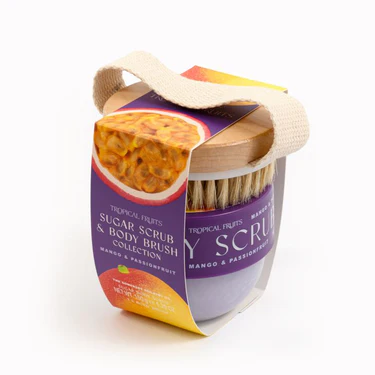 Sugar Scrub & Brush Set Mango & Passion Fruit 150gr - Image 4